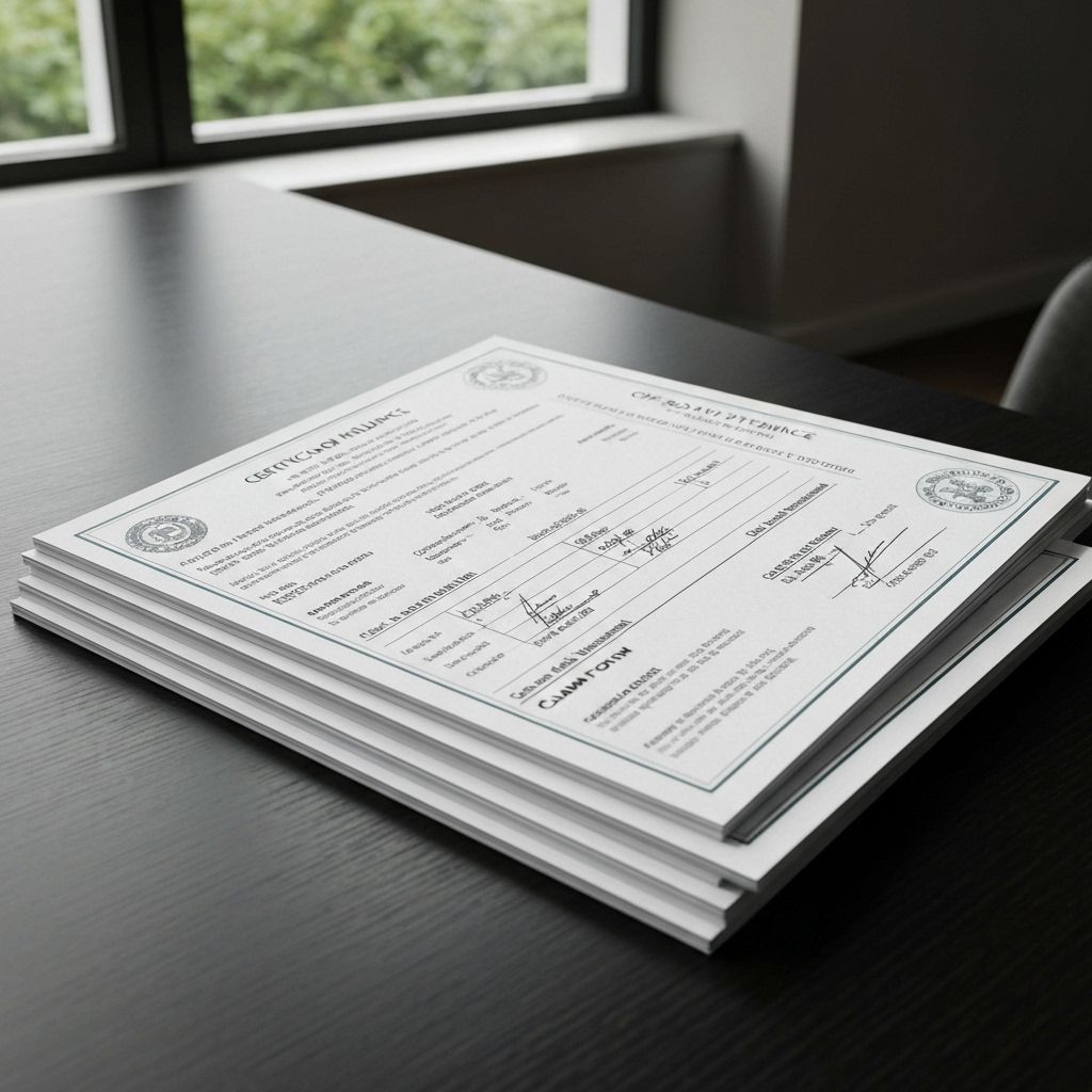 Insurance documents and paperwork for off-road vehicle coverage