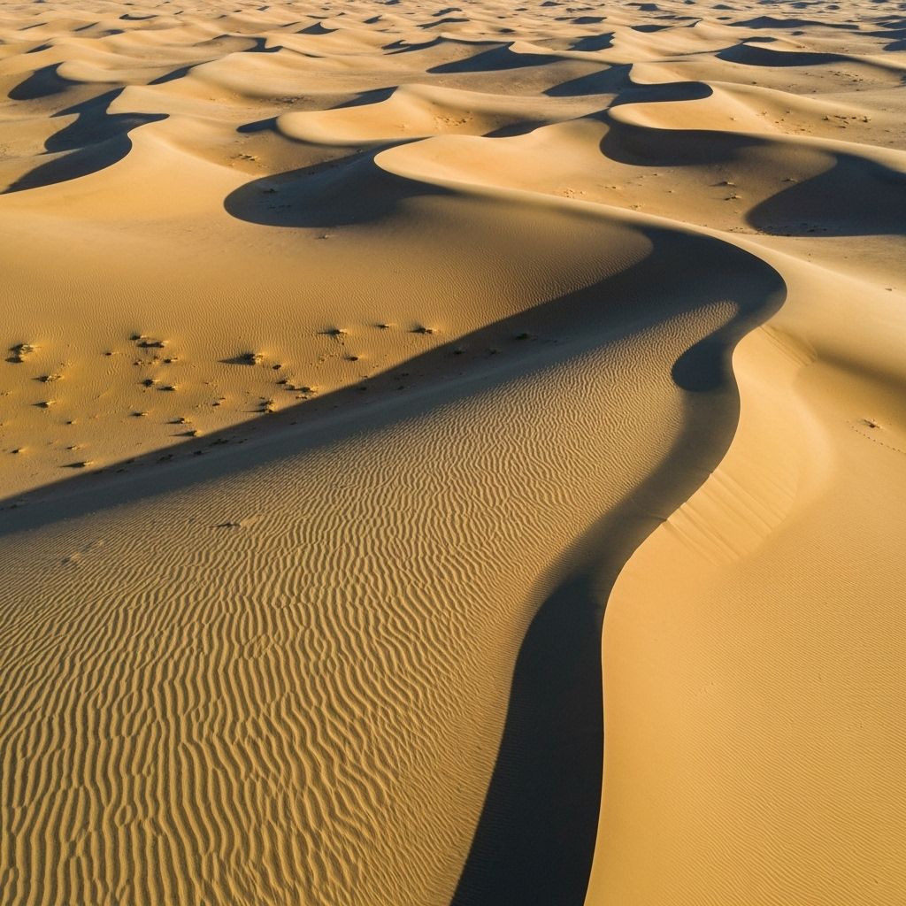 Close-up texture of Glamis sand dunes showing ripple patterns and formations